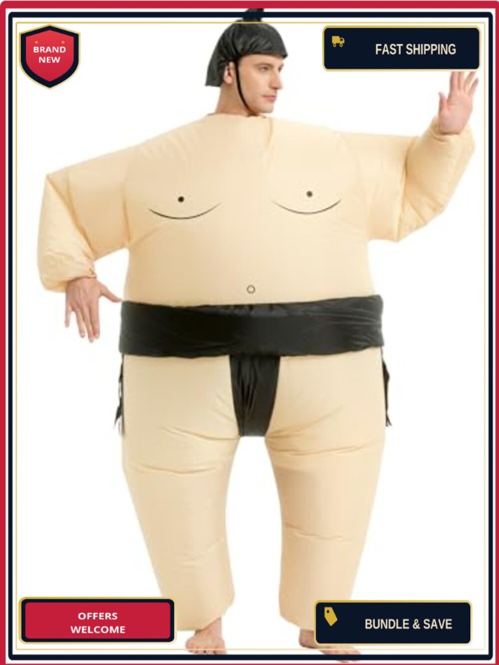 Adult Inflatable Sumo Wrestler Costume Polyester Blow Up Suit Halloween Cosplay
